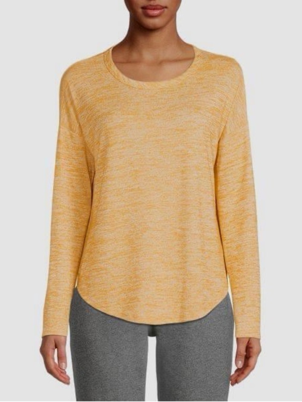 Lightweight Yellow Crewneck Long-Sleeve Top